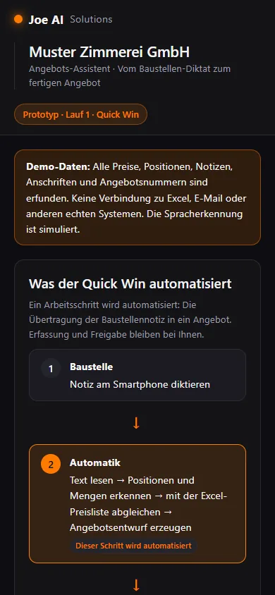 Angebots-Assistent: Am Handy